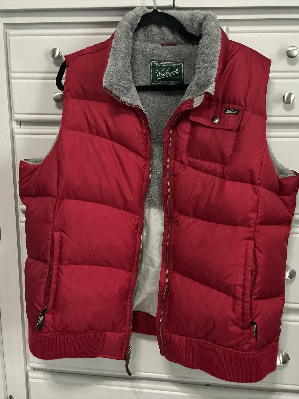 Red Down Woolrich Puffer Vest Metal TALON Zipper 2XL